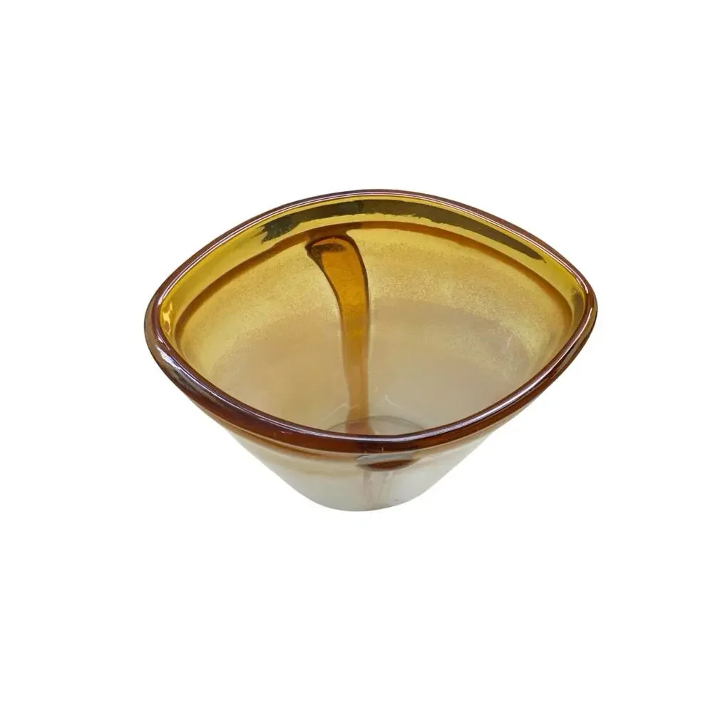 Fenton International 14in Amber Gold Vertical Textured Trail Frosted Sand Vase